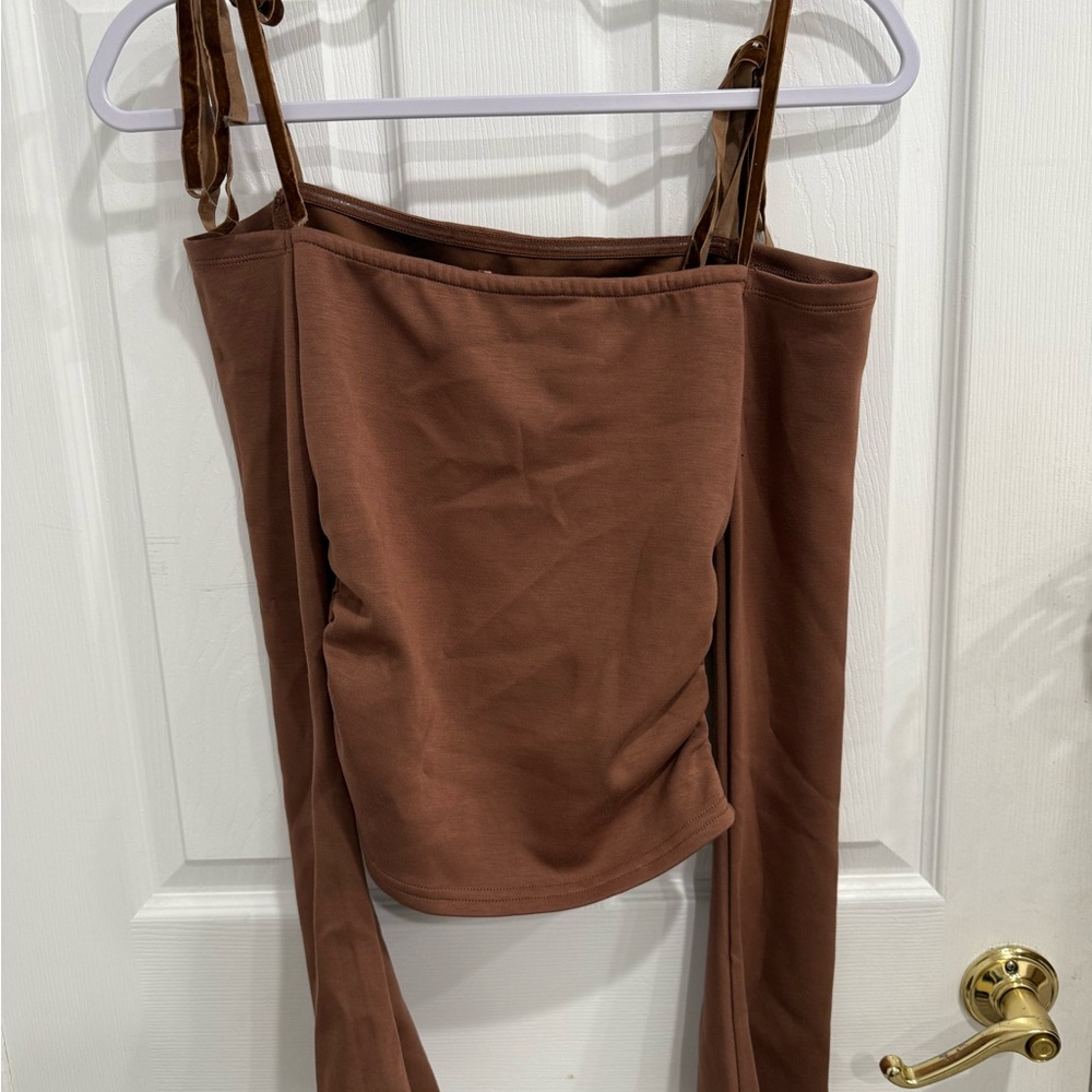 Velvet Tie Off Shoulder Top